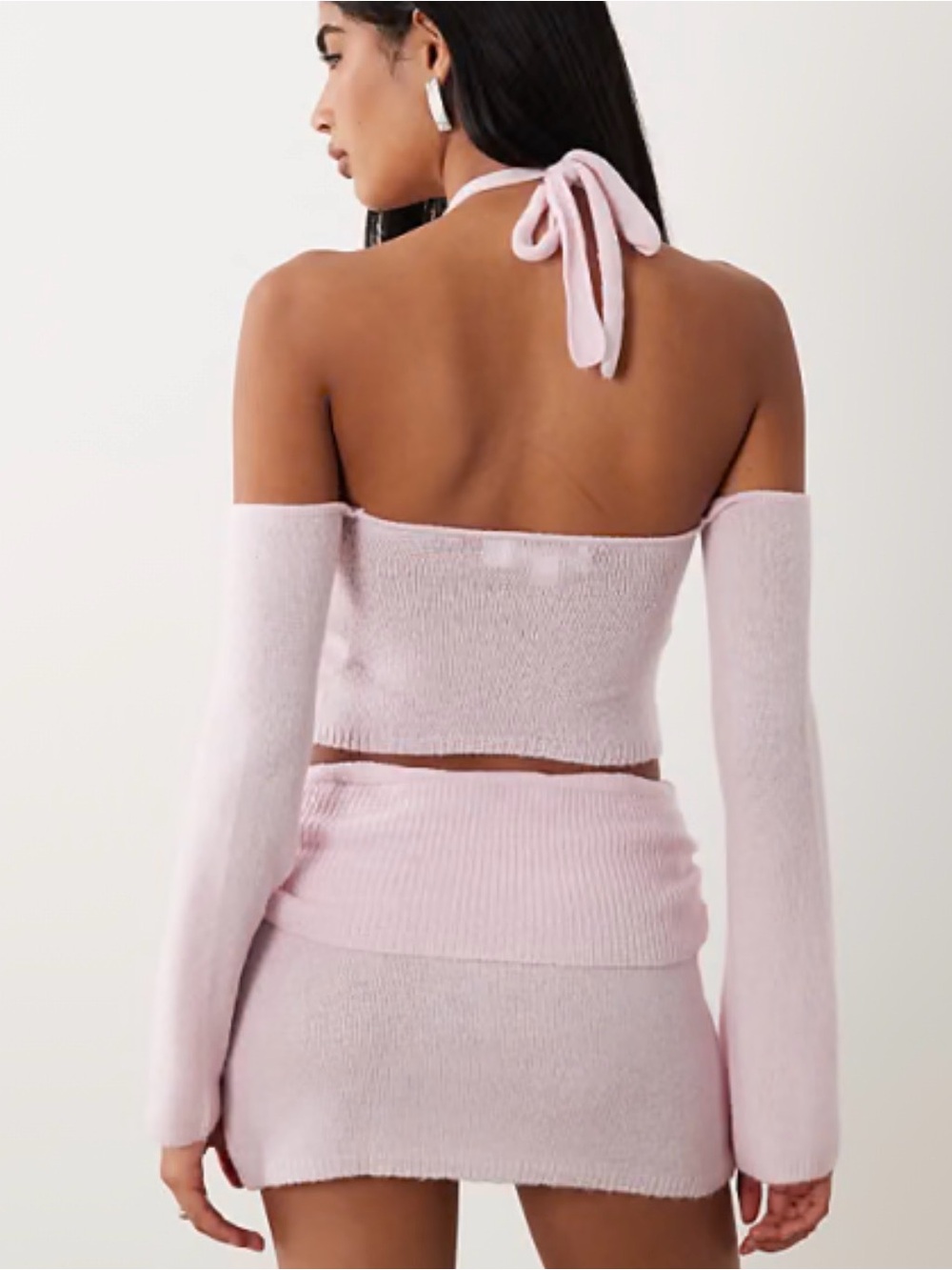 I.AM.GIA Light Pink Cold-Shoulder Halter Crop Sweater - Picture 2 of 10